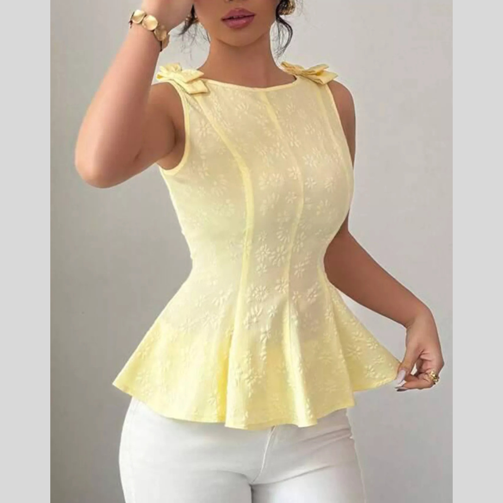 Bow Shoulder Peplum Tank