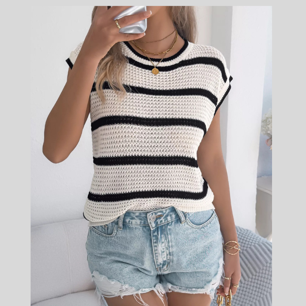 Striped Round Neck Knit Sweater