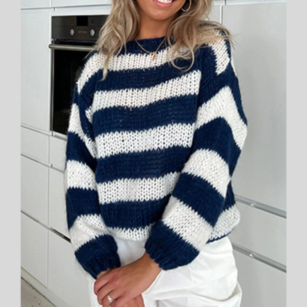 Classic Striped Knit Long Sleeve Pullover
