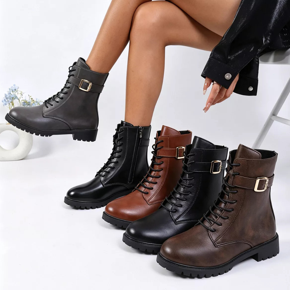 Round Toe Lace Up Boots