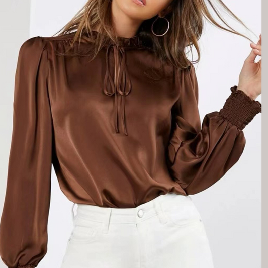 Frill Tied Lantern Sleeve Blouse