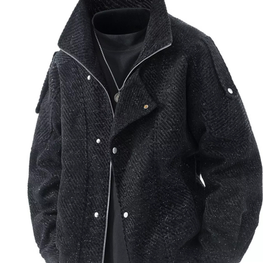 Men's Plus Size Snap Down Long Sleeve Jacket