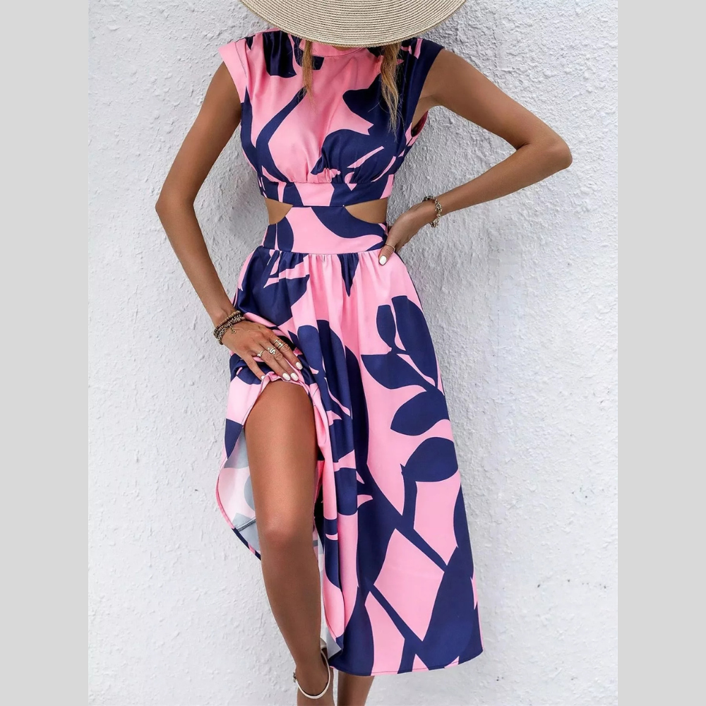 Cutout Printed Sleeveless Dress