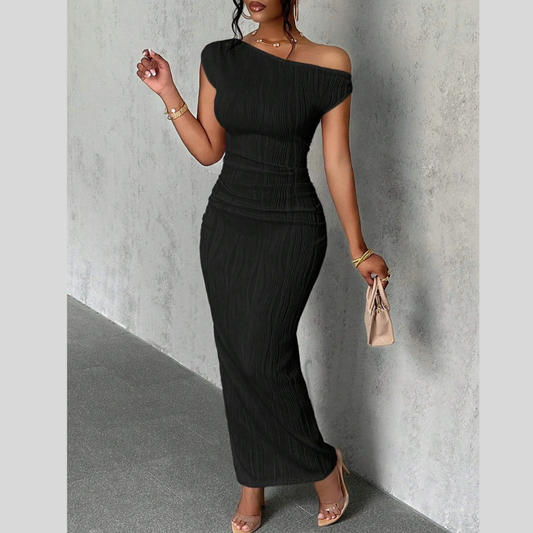 Asymmetrical One Shoulder Bodycon Maxi Dress
