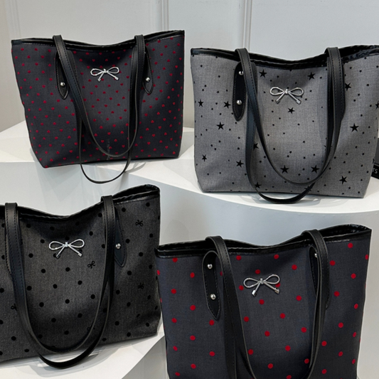 Bow Trim Polyester Tote Bag