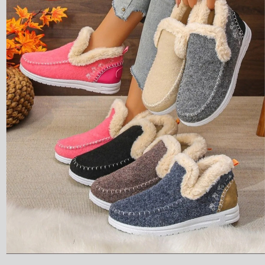 Round Toe Fleece-Lined Ankle Boots