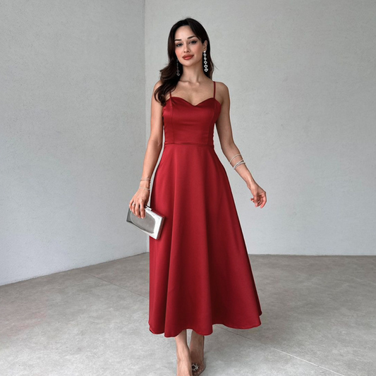 Summer Slim Satin Strap Women Dress
