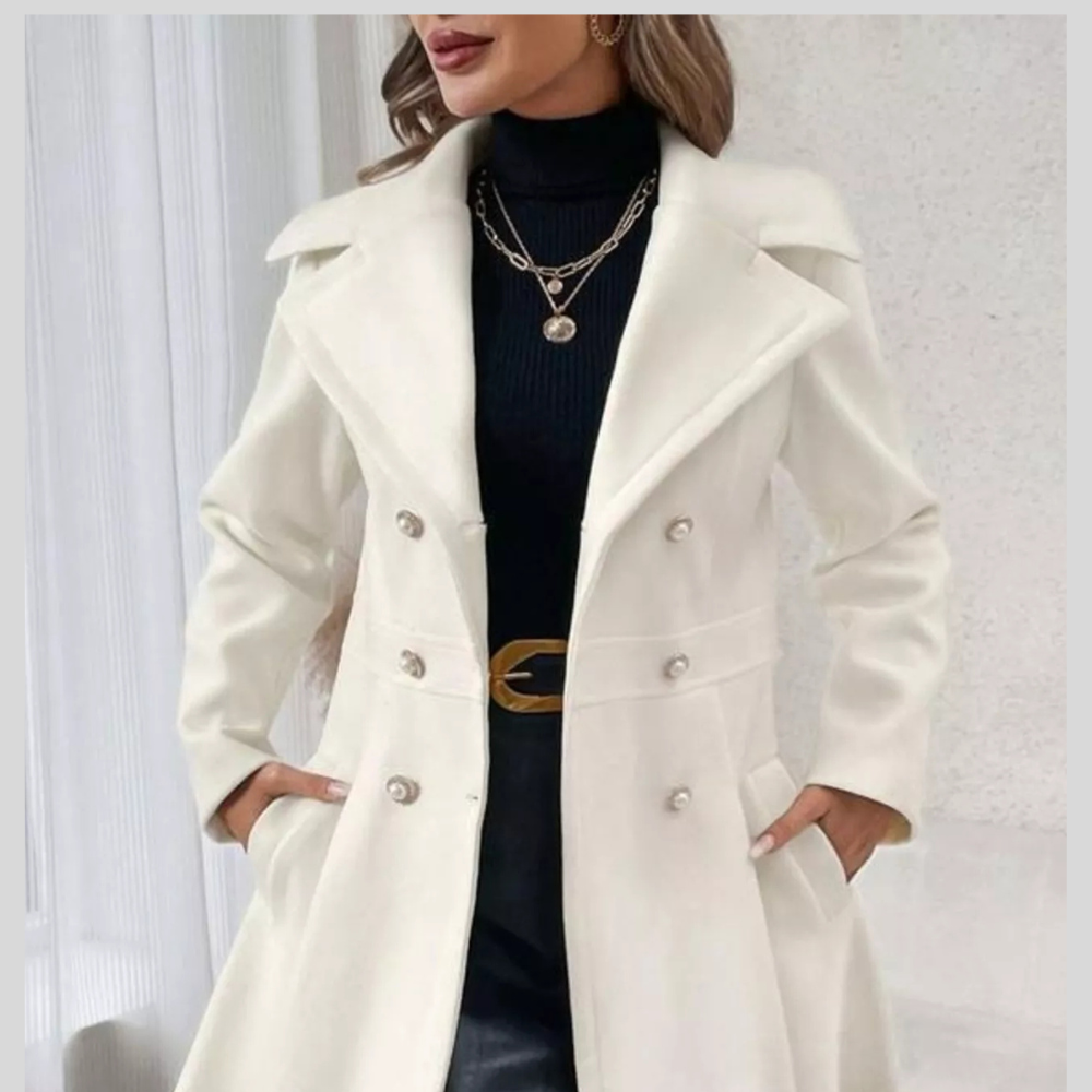 Double-Breasted Peplum Coat