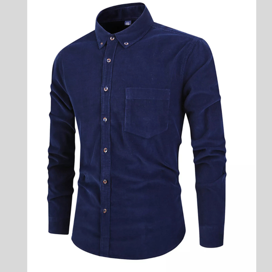 Men's Full Size Corduroy Long Sleeve Button-Down Shirt Plus Size