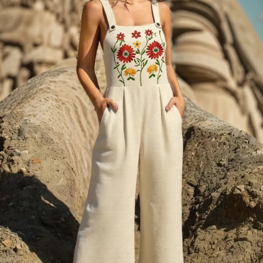 Floral Embroidered Wide Leg Jumpsuit