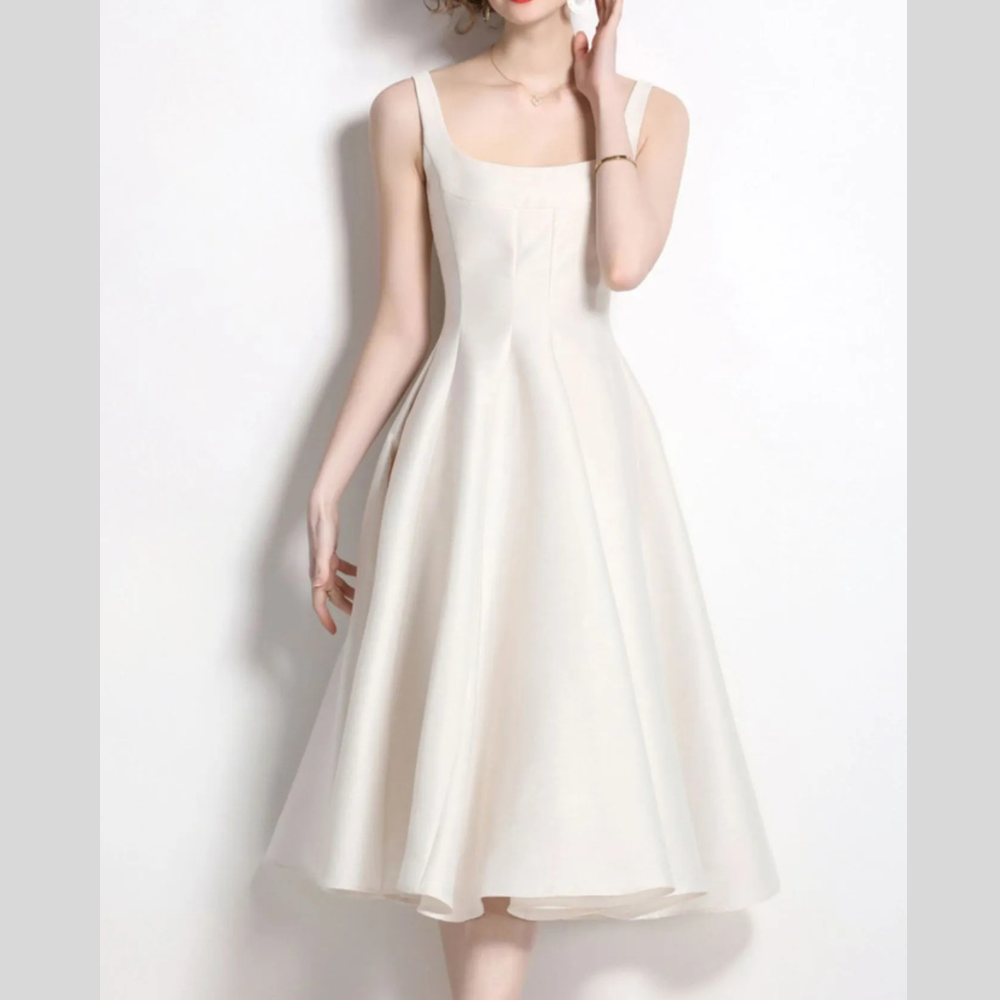 A-Line Silhouette Midi Sleeveless Dress
