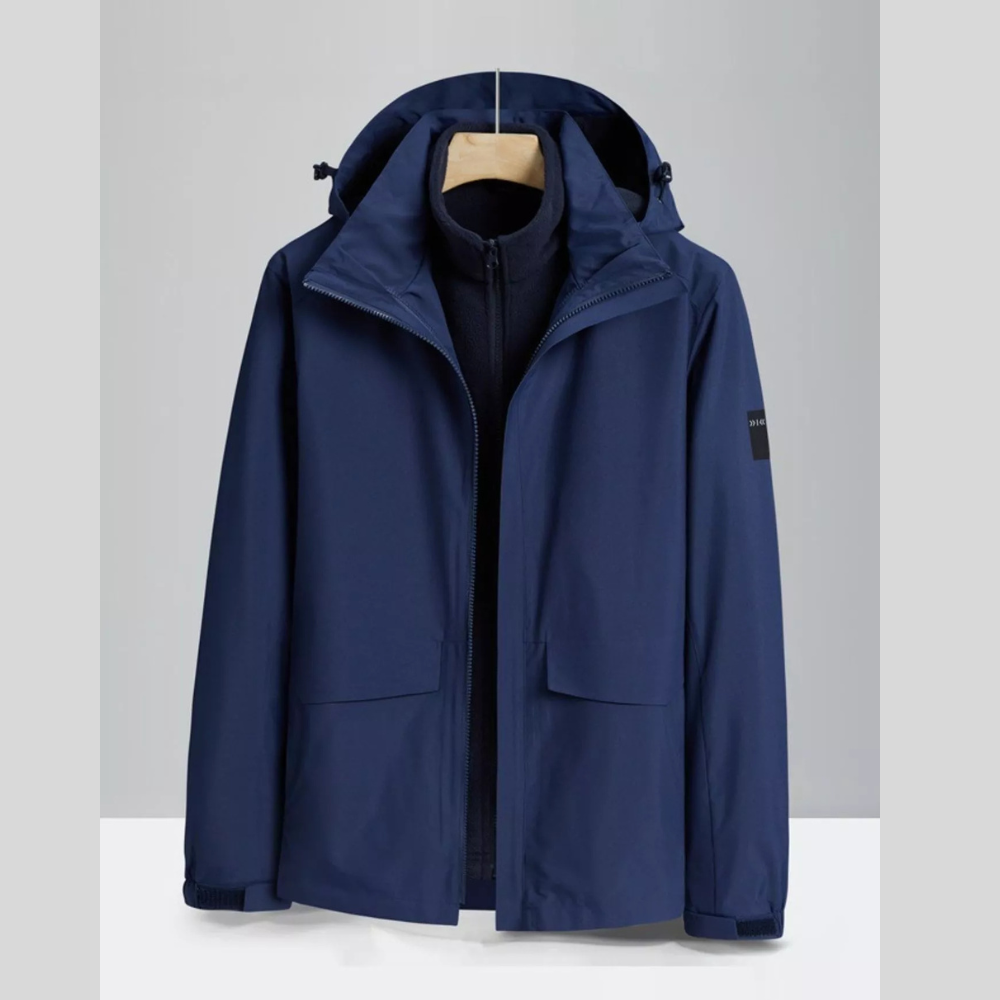 Men's Plus Size Zip Up Waterproof Hooded Jacket