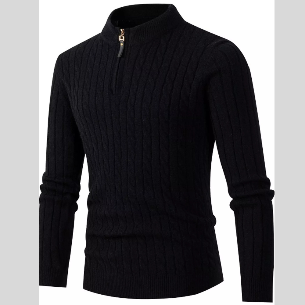 Men's Full Size Slim Fit Cable Knit Half Zip Sweater Plus Size