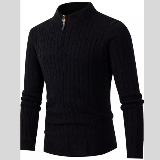 Men's Full Size Slim Fit Cable Knit Half Zip Sweater Plus Size