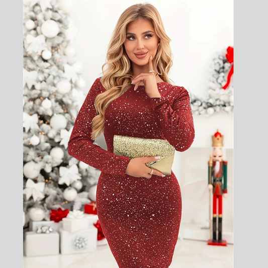 Wish Autumn And Winter New Long Sleeve Narrow Sequins Dress