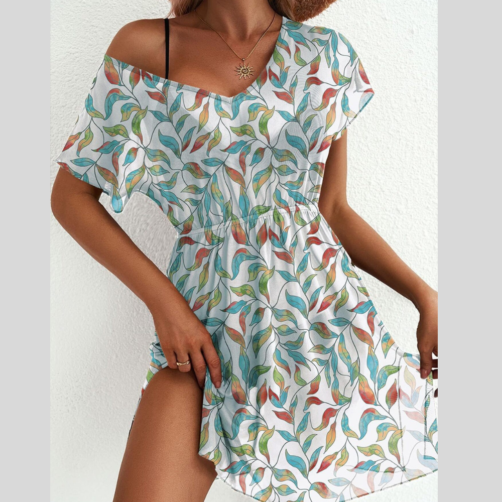 Printed Short Sleeve Mini Dress