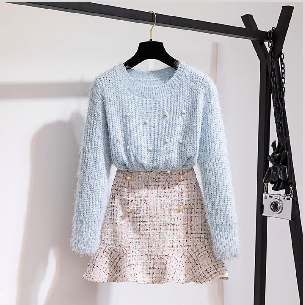 Two-piece Beaded Sweater Skirt