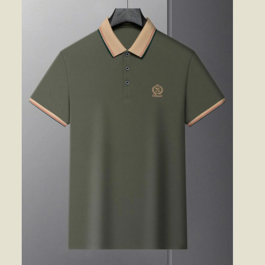 Men's Plus Size Contrast Collar Polo with Embroidered Logo