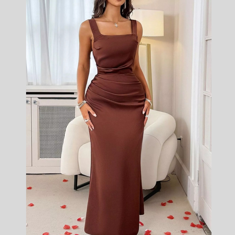 Wide Strap Satin Maxi Dress