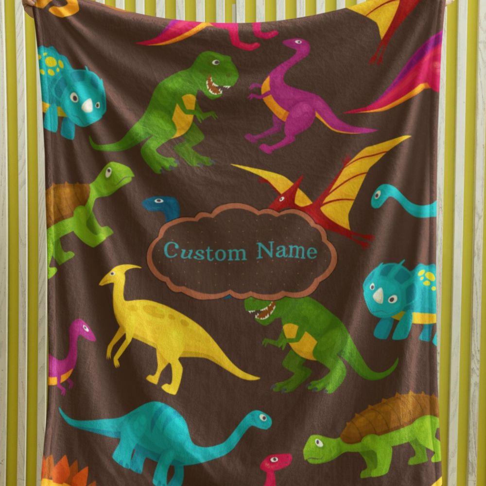 Microfiber Blanket-Personalized  Small Dinosaur Blanket