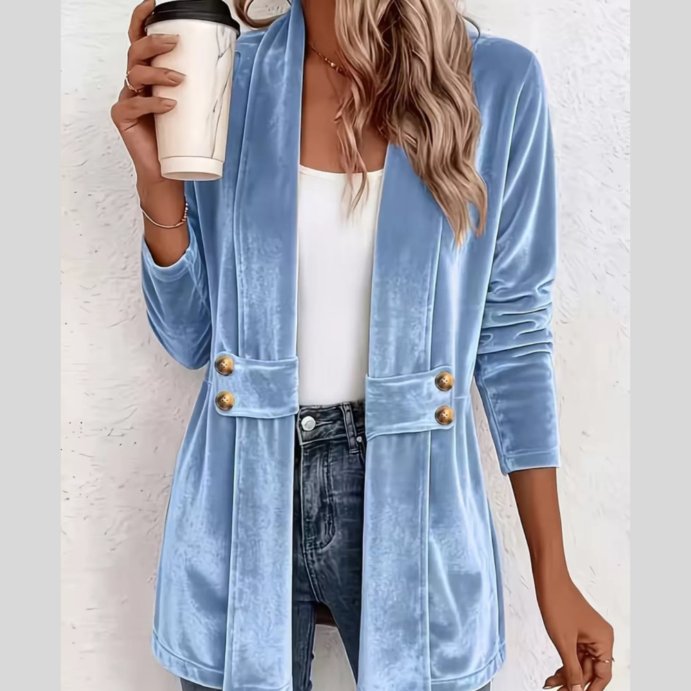 Elegant Velvet Open-Front Outerwear