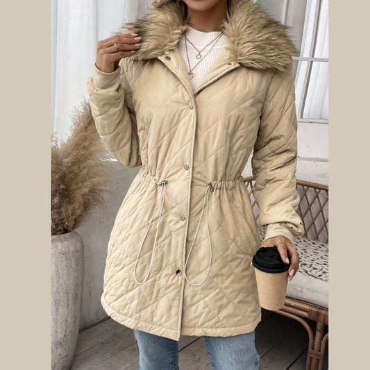 Drawstring Snap Down Long Sleeve Outerwear
