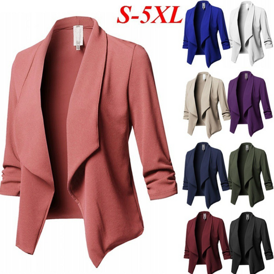 Slim Fit Long Sleeve Crinkled Solid Color Versatile Small Blazer