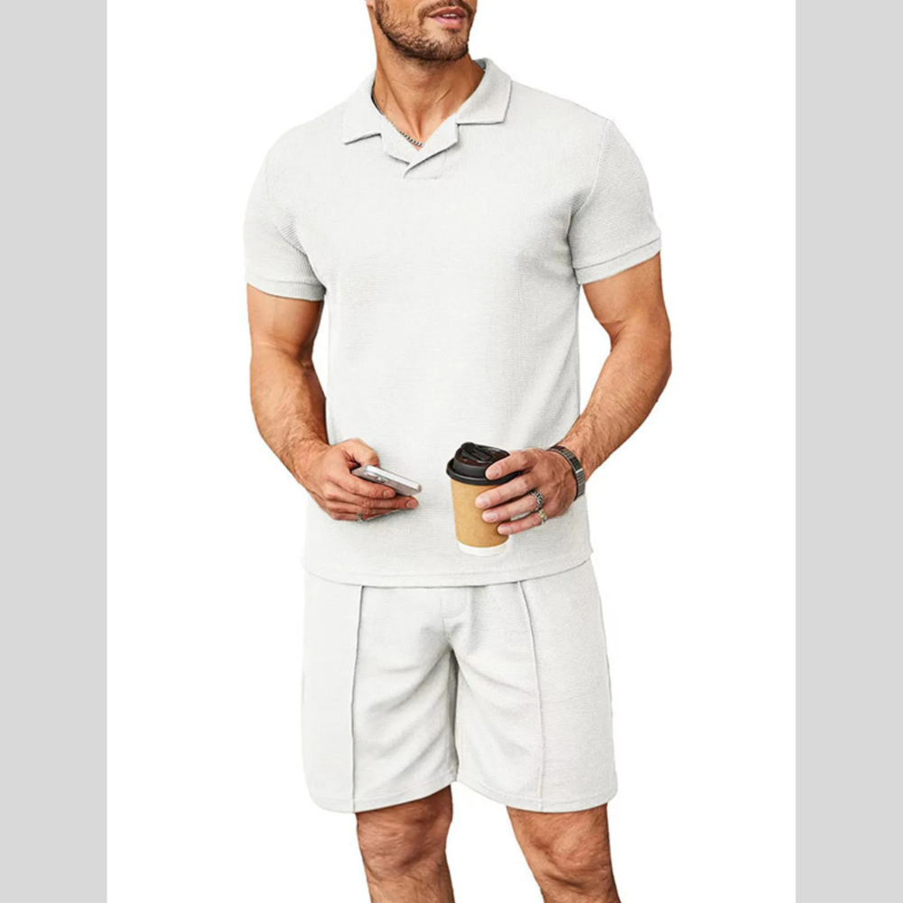 Men's Plus Size Short Sleeve Top and Shorts Set