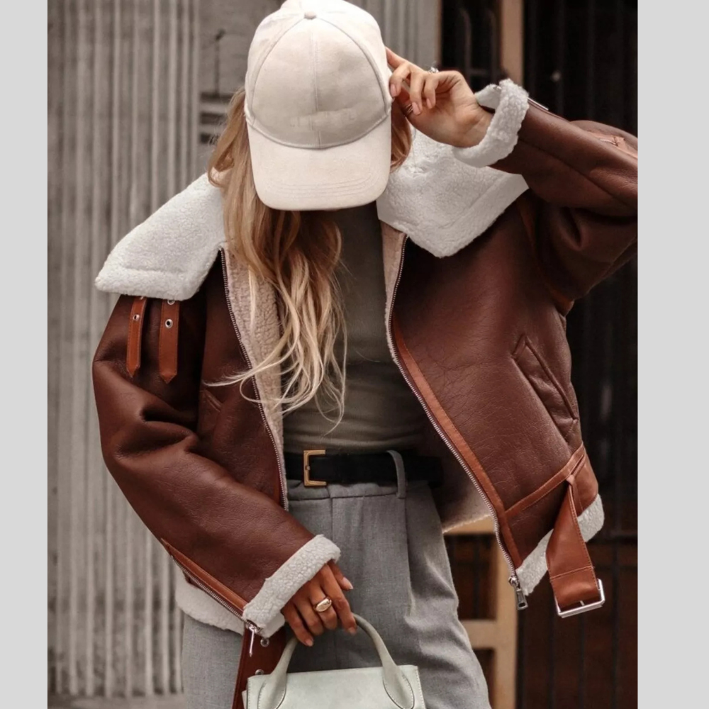 Shearling Lined Zip Up Jacket