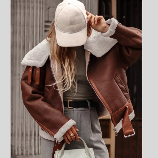 Shearling Lined Zip Up Jacket