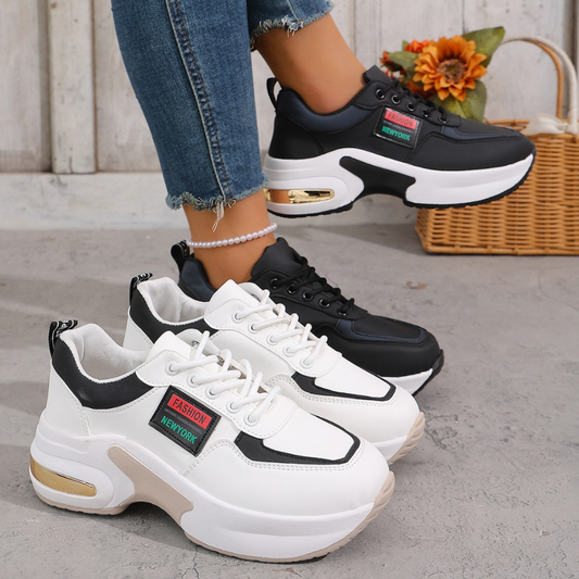 Round Toe Lace-Up Athletic Sneakers