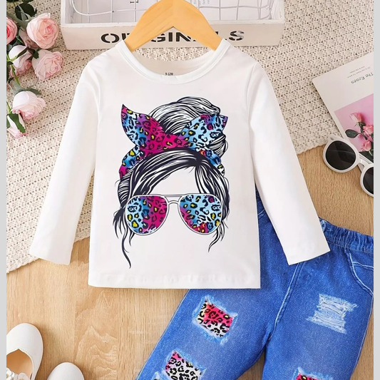 Children's Graphic Long Sleeve Top and Pants Set