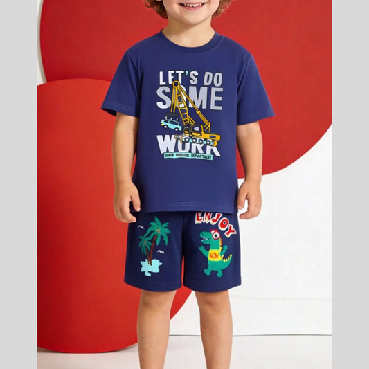 Children's Cartoon Print Elastic Waist Casual Shorts