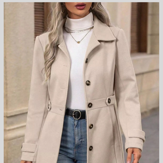 Single-Breasted Long Sleeve Coat
