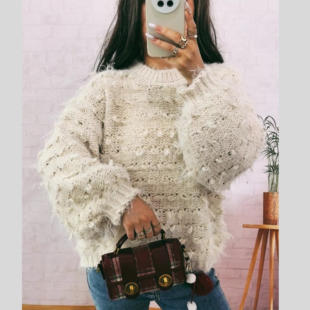 Chunky Round Neck Long Sleeve Sweater