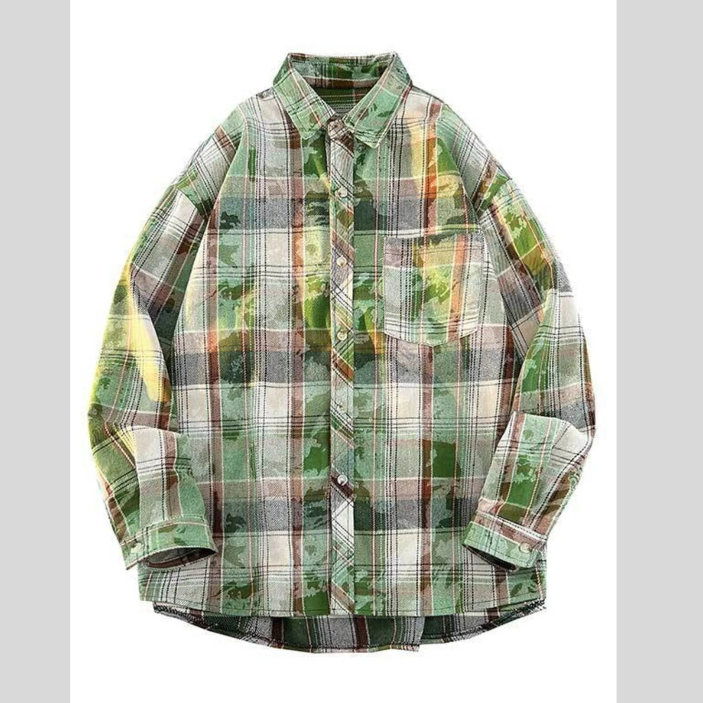 Men's Full Size Plaid Print Long Sleeve Shirt Plus Size
