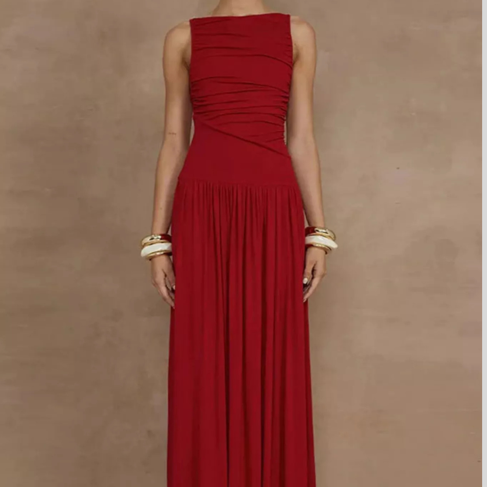 Ruched Sleeveless Maxi Dress