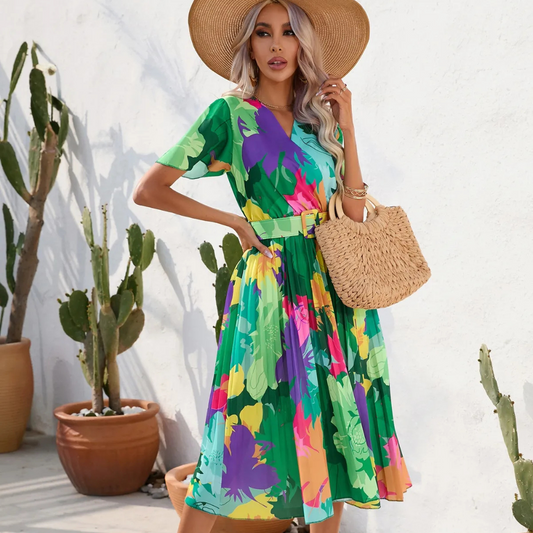 Women's Summer Printed Short Sleeve Dress