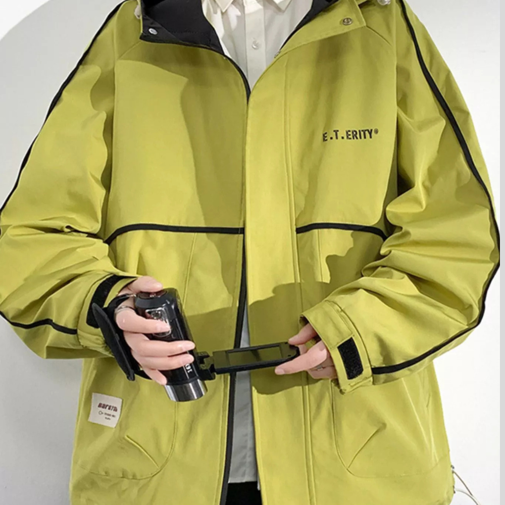 Men's Plus Size Contrast Trim Zip Up Jacket