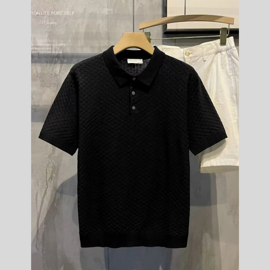 Men's Full Size Classic Textured Knit Polo Shirt Plus Size