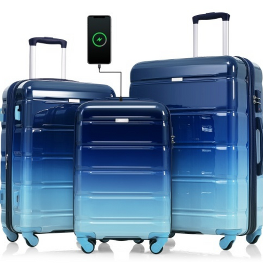 3-piece Luggage 20 Inches With USB Port-FREE USA SHIPPING