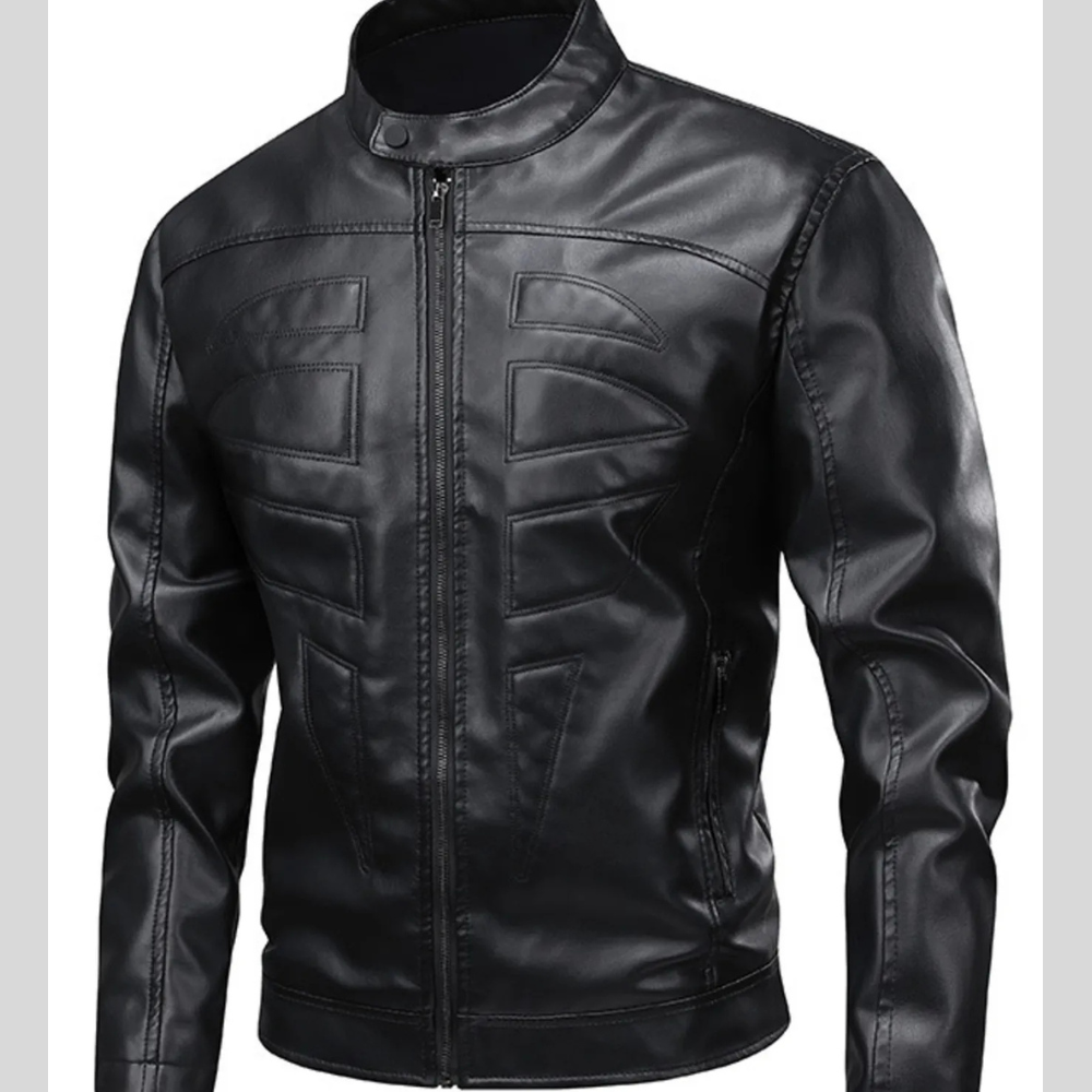 Men's Full Size Leather Zip Up Jacket Plus Size