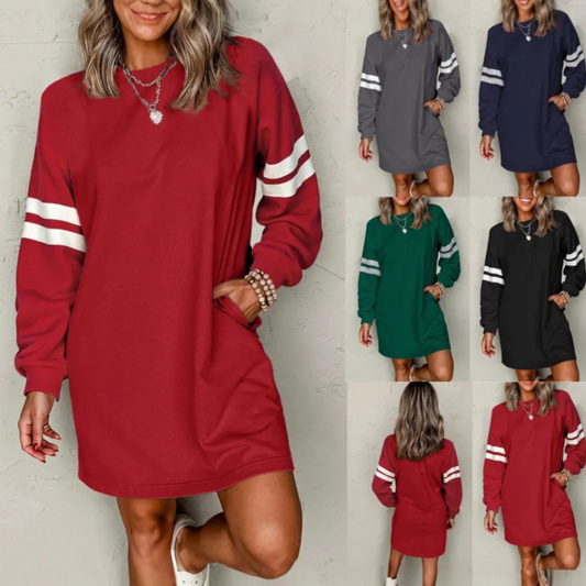 European And American Leisure Loose All-match Round Neck Dress