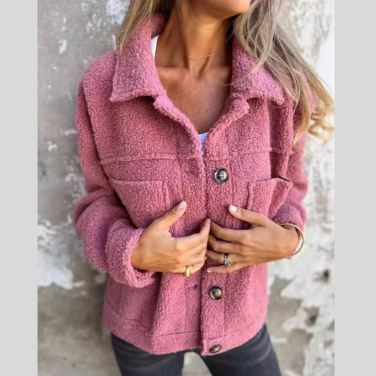 Full Size Single-Breasted Sherpa Shacket Plus Size