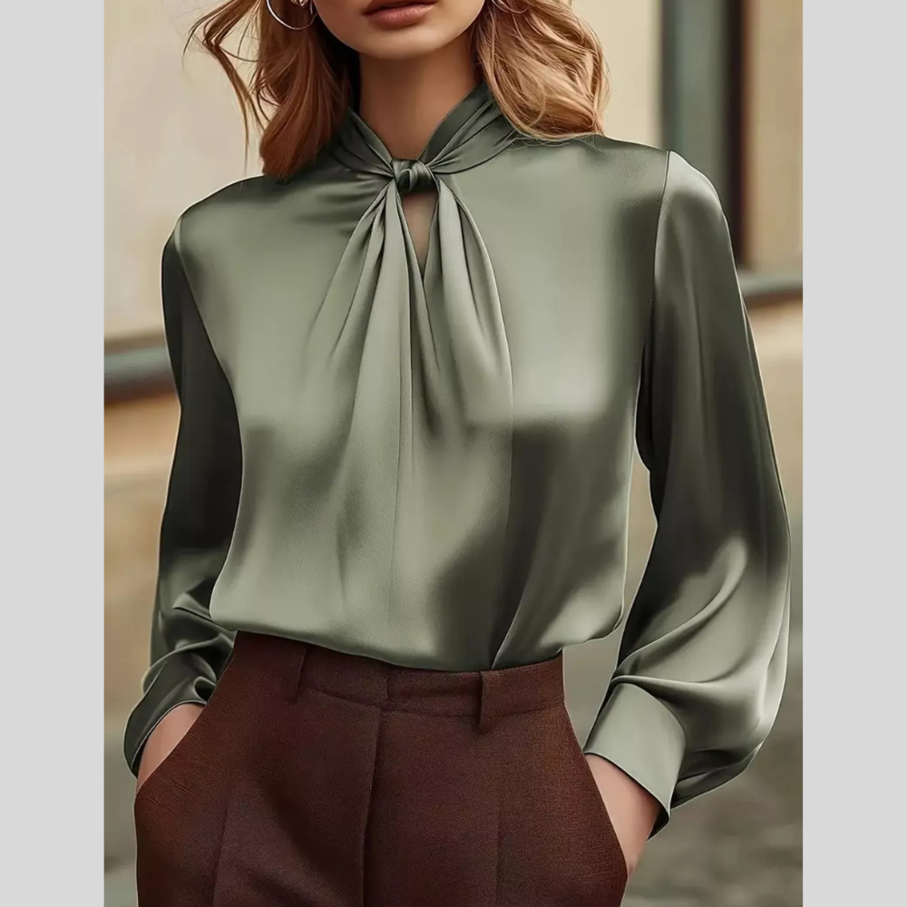 Satin Cutout Front Blouse