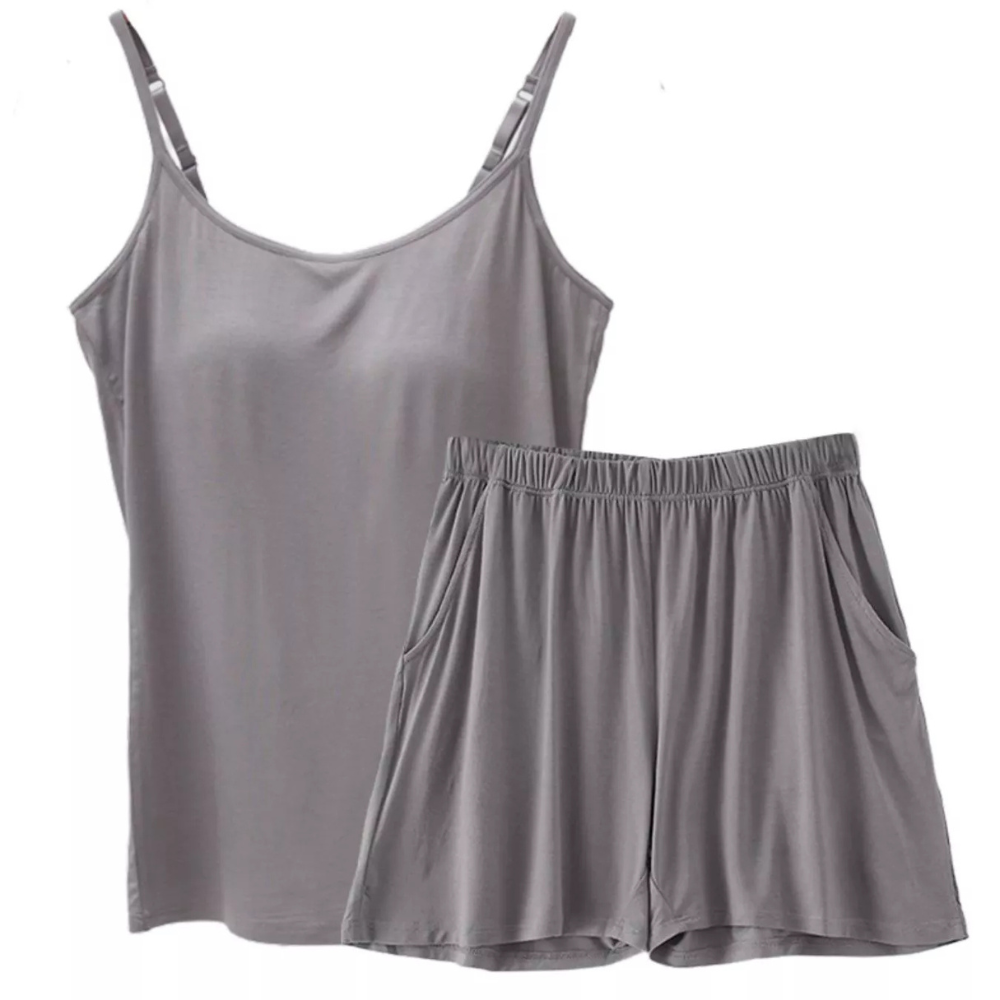 Plus Size Modal Adjustable Strap Padded Cami and Shorts Set