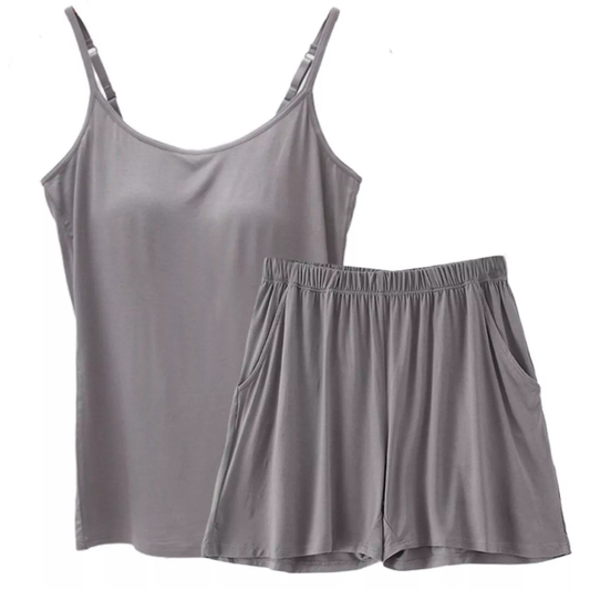 Plus Size Modal Adjustable Strap Padded Cami and Shorts Set