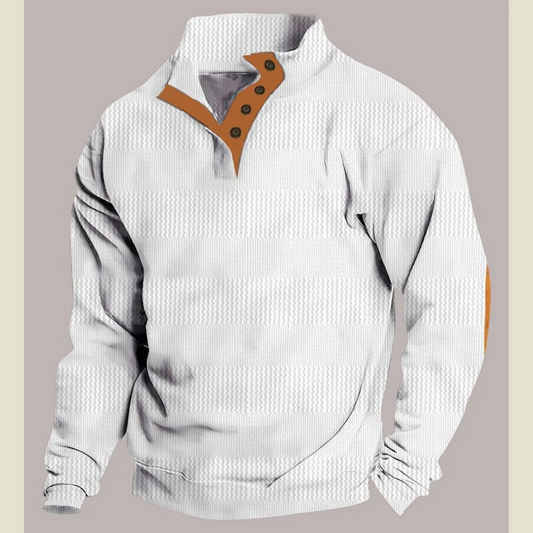 Men's Full Size Button Detail Long Sleeve Sweatshirt Plus Size