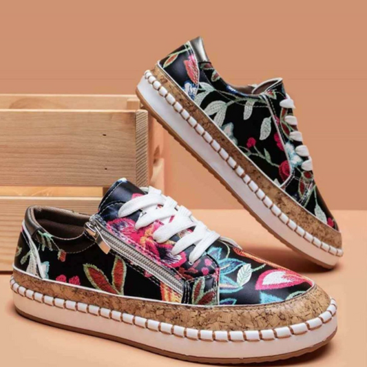 PU Leather Round Toe Flats Sneakers