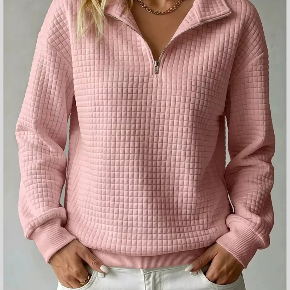 Waffle Knit Quarter-Zip Sweatshirt